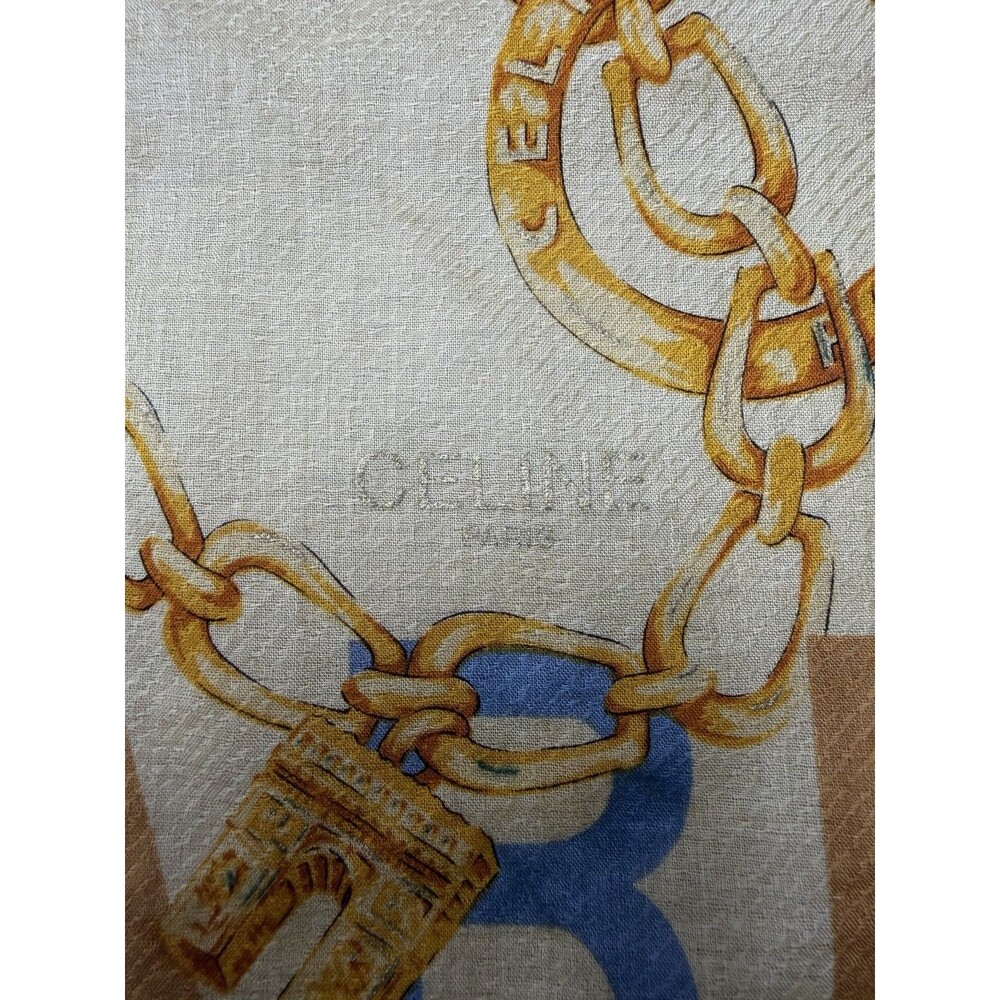 Vintage Celine Handkerchief Neckerchief Bandana Pocket Square Paris Motif - Picture 2 of 7